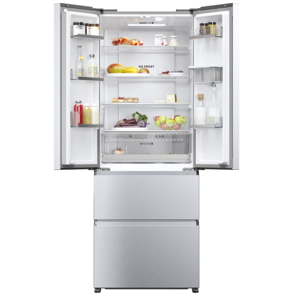 Side by Side HAIER HFR5719EWMG, No Frost, 444 l, H 190 cm, Clasa E, Dozator apa, argintiu