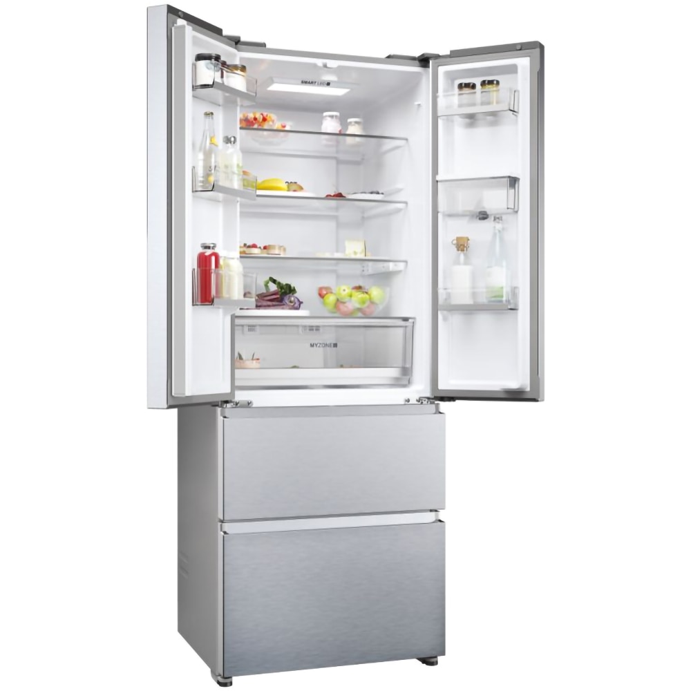 Side by Side HAIER HFR5719EWMG, No Frost, 444 l, H 190 cm, Clasa E, Dozator apa, argintiu