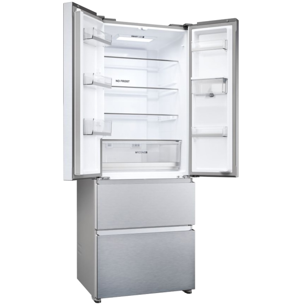 Side by Side HAIER HFR5719EWMG, No Frost, 444 l, H 190 cm, Clasa E, Dozator apa, argintiu