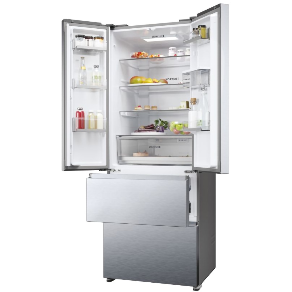 Side by Side HAIER HFR5719EWMG, No Frost, 444 l, H 190 cm, Clasa E, Dozator apa, argintiu
