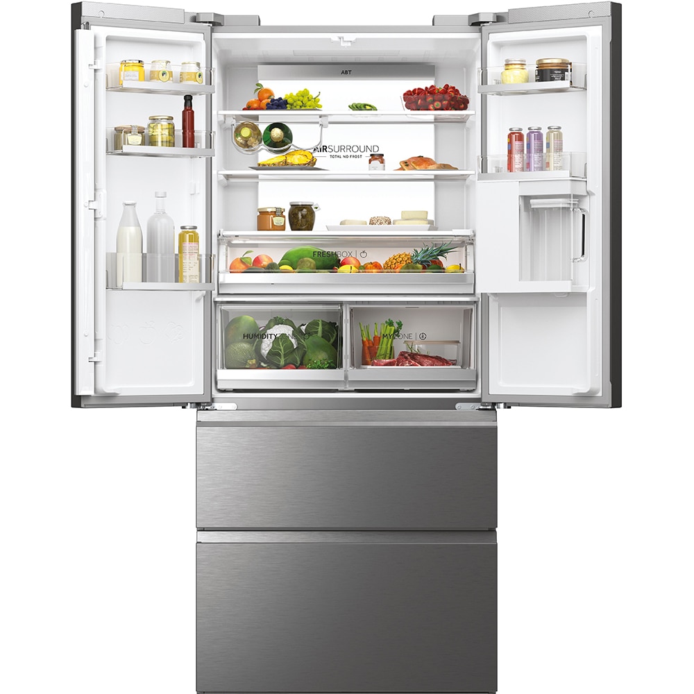 Side by Side HAIER HFW7819EWMP, Total No Frost, 537 l, H 192.5 cm, Clasa E, Dozator apa, Wi-Fi, inox