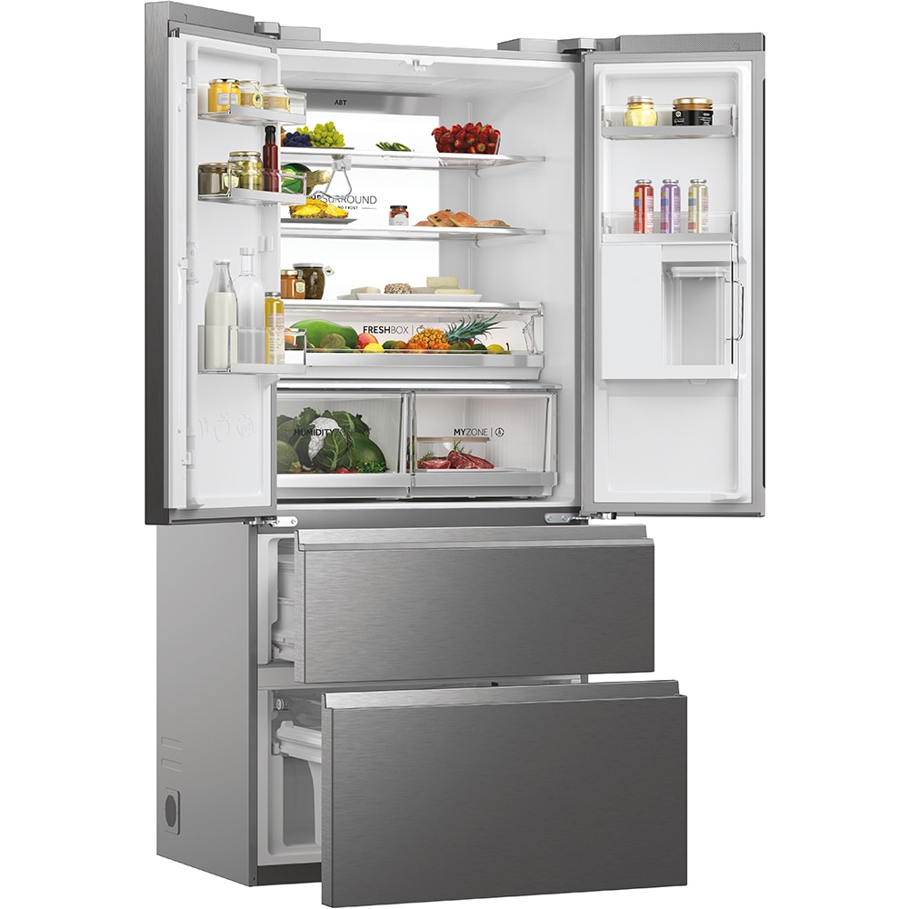 Side by Side HAIER HFW7819EWMP, Total No Frost, 537 l, H 192.5 cm, Clasa E, Dozator apa, Wi-Fi, inox
