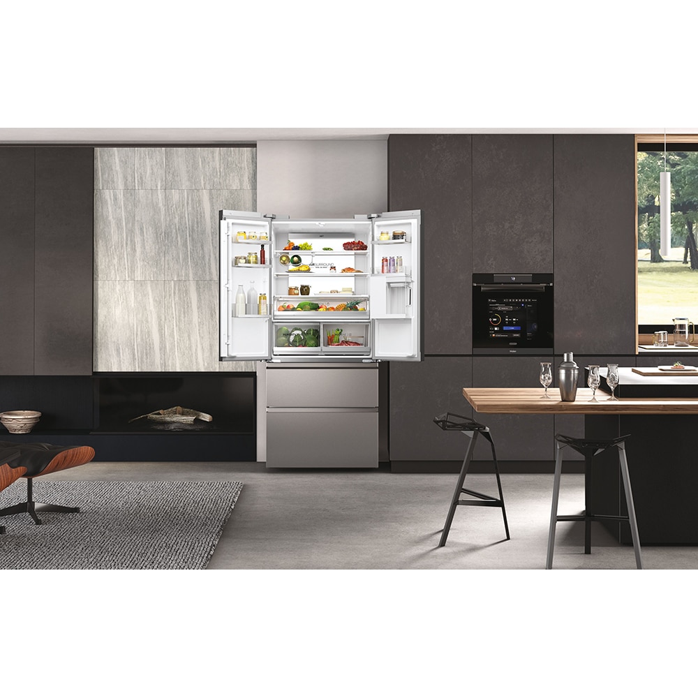 Side by Side HAIER HFW7819EWMP, Total No Frost, 537 l, H 192.5 cm, Clasa E, Dozator apa, Wi-Fi, inox