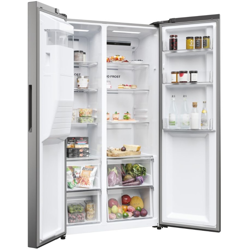 Side By Side HAIER HSR5918DIMP, No Frost, 511 l, H 177 cm, Clasa D, Dozator apa, inox