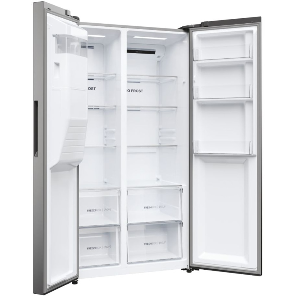 Side By Side HAIER HSR5918DIMP, No Frost, 511 l, H 177 cm, Clasa D, Dozator apa, inox