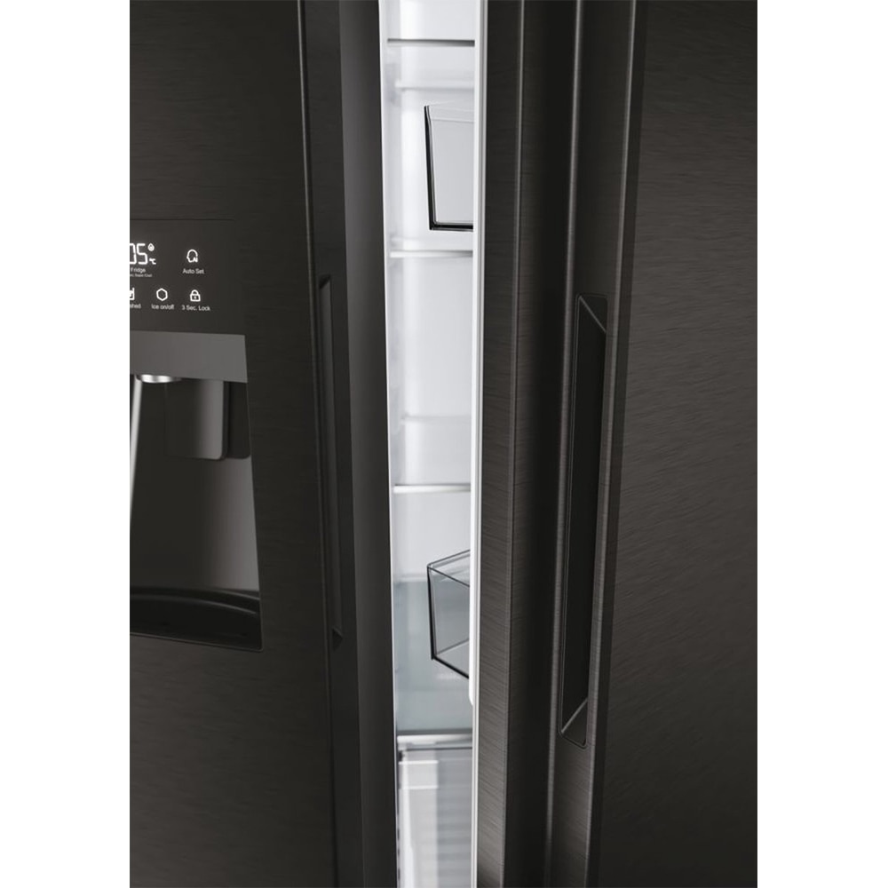 Side by Side HAIER HSR5918DIPB, No Frost, 511 l, H 177 cm, Clasa D, Dozator apa, negru