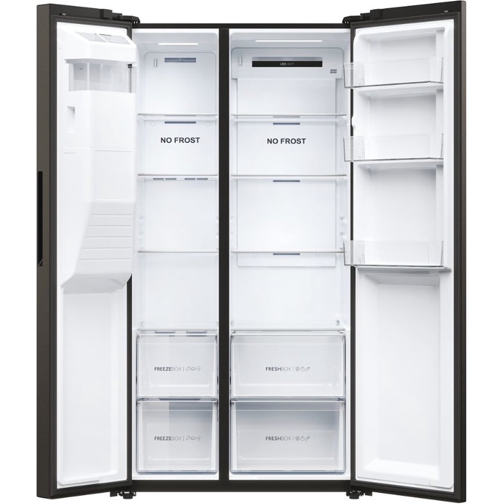 Side by Side HAIER HSR5918DIPB, No Frost, 511 l, H 177 cm, Clasa D, Dozator apa, negru