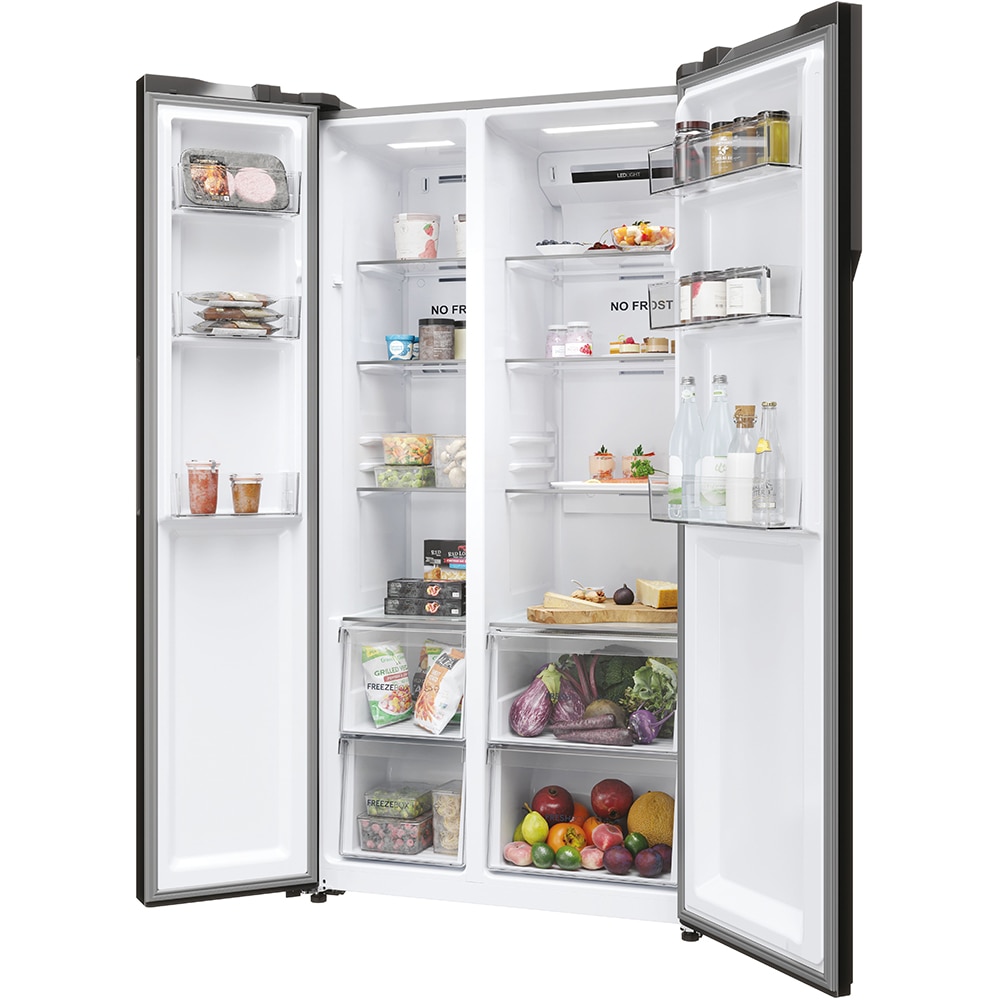 Side by Side HAIER HSR5918DNMP, Total No Frost, 528 l, H 178 cm, Clasa D, inox