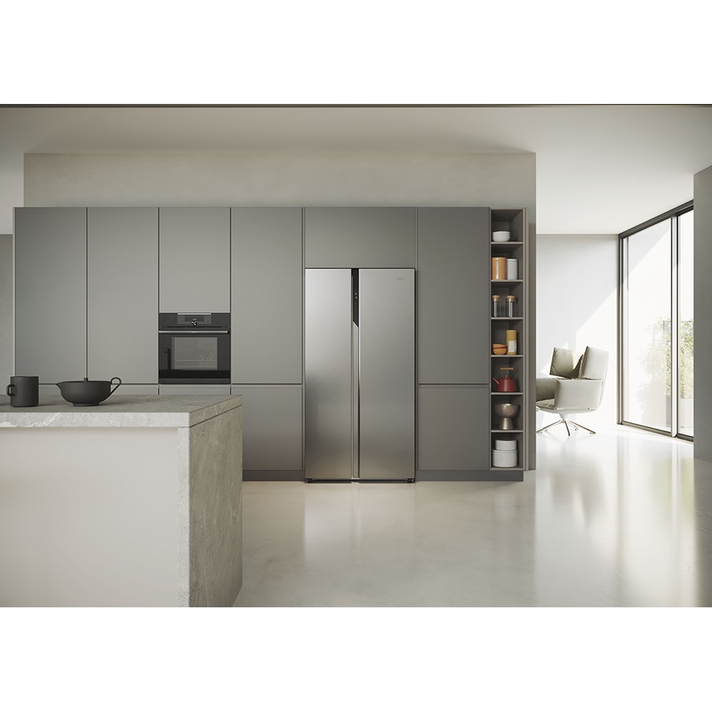 Side by Side HAIER HSR5918DNMP, Total No Frost, 528 l, H 178 cm, Clasa D, inox