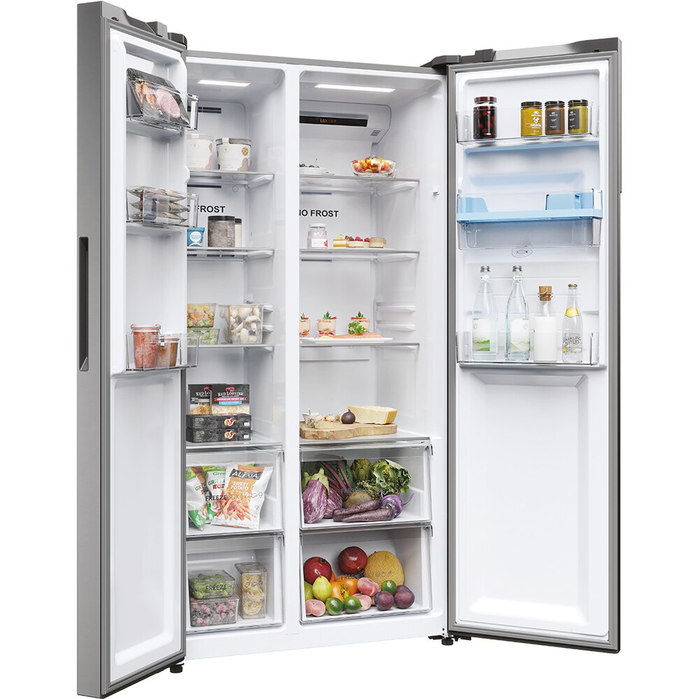 Side by Side HAIER HSR5918DWMP, Total No Frost, 521 l, H 177.5 cm, Clasa D, Dozator apa, inox