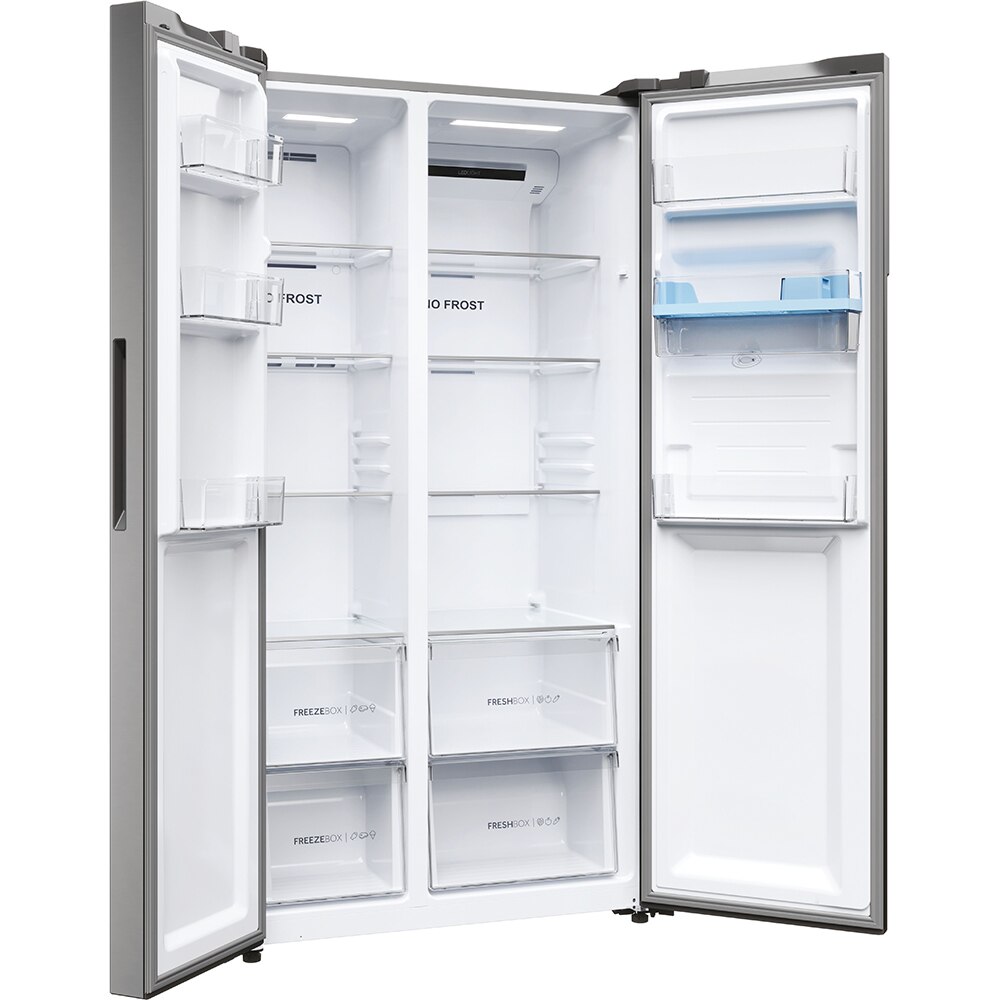 Side by Side HAIER HSR5918DWMP, Total No Frost, 521 l, H 177.5 cm, Clasa D, Dozator apa, inox