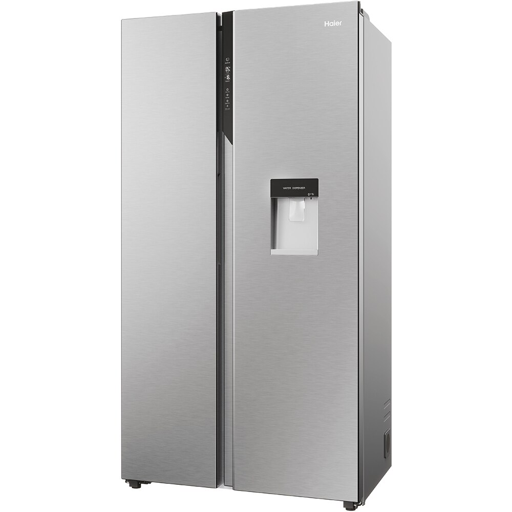 Side by Side HAIER HSR5918DWMP, Total No Frost, 521 l, H 177.5 cm, Clasa D, Dozator apa, inox