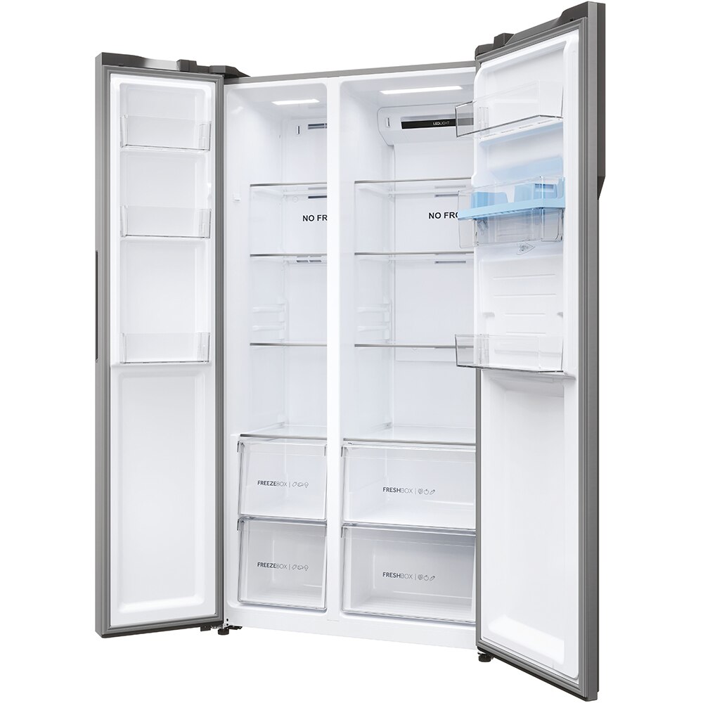 Side by Side HAIER HSR5918DWMP, Total No Frost, 521 l, H 177.5 cm, Clasa D, Dozator apa, inox