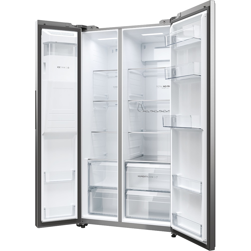 Side by Side HAIER HSW59F18EIMM, Total No Frost, 601 l, 178 cm, Clasa E, Dozator apa, Wi-Fi, inox