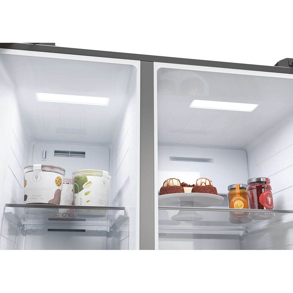 Side by Side HAIER HSW59F18EIMM, Total No Frost, 601 l, 178 cm, Clasa E, Dozator apa, Wi-Fi, inox
