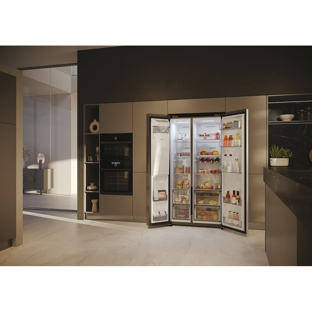 Side by Side HAIER HSW59F18EIMM, Total No Frost, 601 l, 178 cm, Clasa E, Dozator apa, Wi-Fi, inox