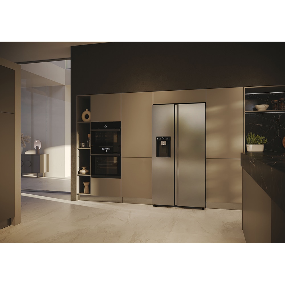 Side by Side HAIER HSW59F18EIMM, Total No Frost, 601 l, 178 cm, Clasa E, Dozator apa, Wi-Fi, inox
