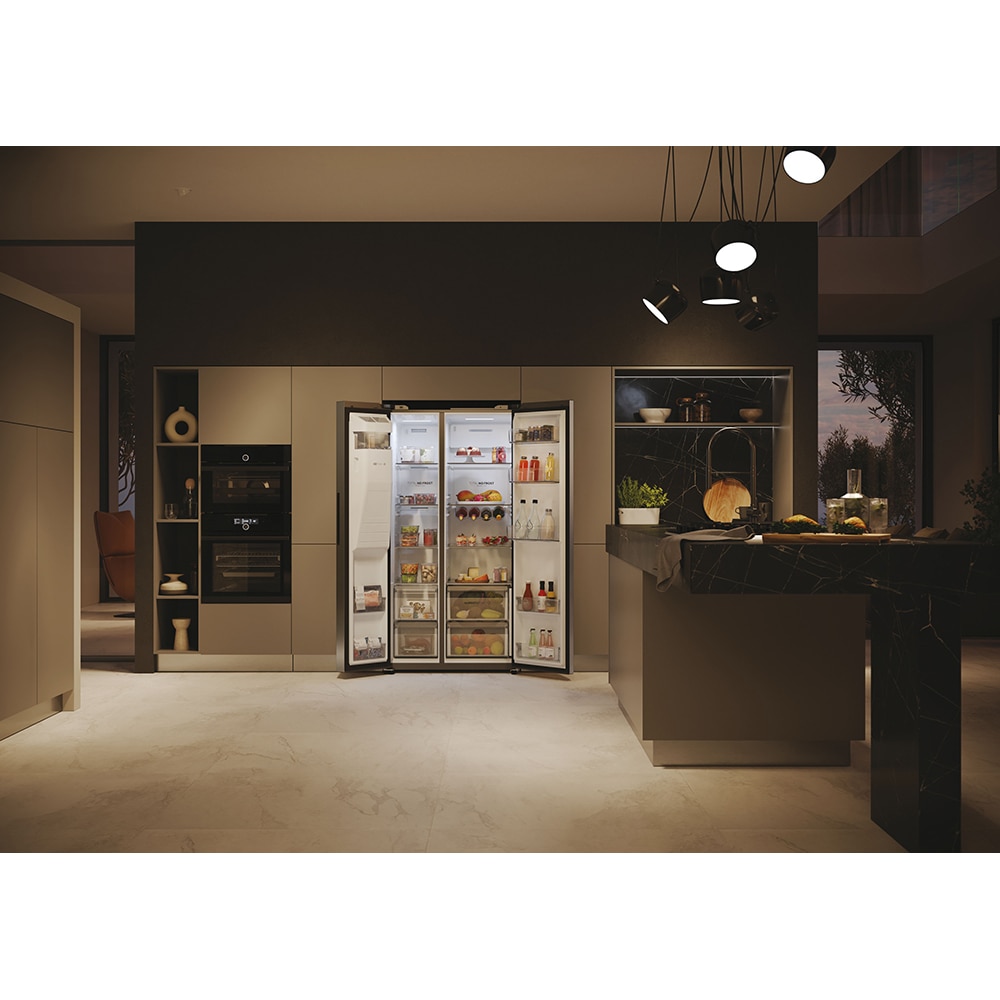 Side by Side HAIER HSW59F18EIMM, Total No Frost, 601 l, 178 cm, Clasa E, Dozator apa, Wi-Fi, inox