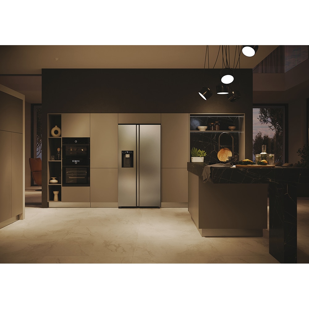 Side by Side HAIER HSW59F18EIMM, Total No Frost, 601 l, 178 cm, Clasa E, Dozator apa, Wi-Fi, inox