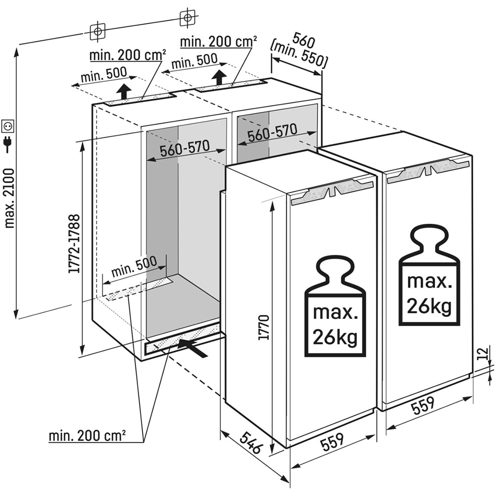 Side by Side incorporabil LIEBHERR IXRF 5100 Pure, Duo Cooling, 522 l, H 177 cm, Clasa E