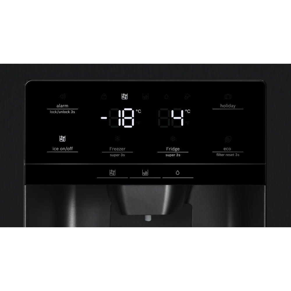 Side by Side BOSCH KAD93ABEP, No Frost, 562 l, H 179 cm, Clasa E, Dozator apa, negru