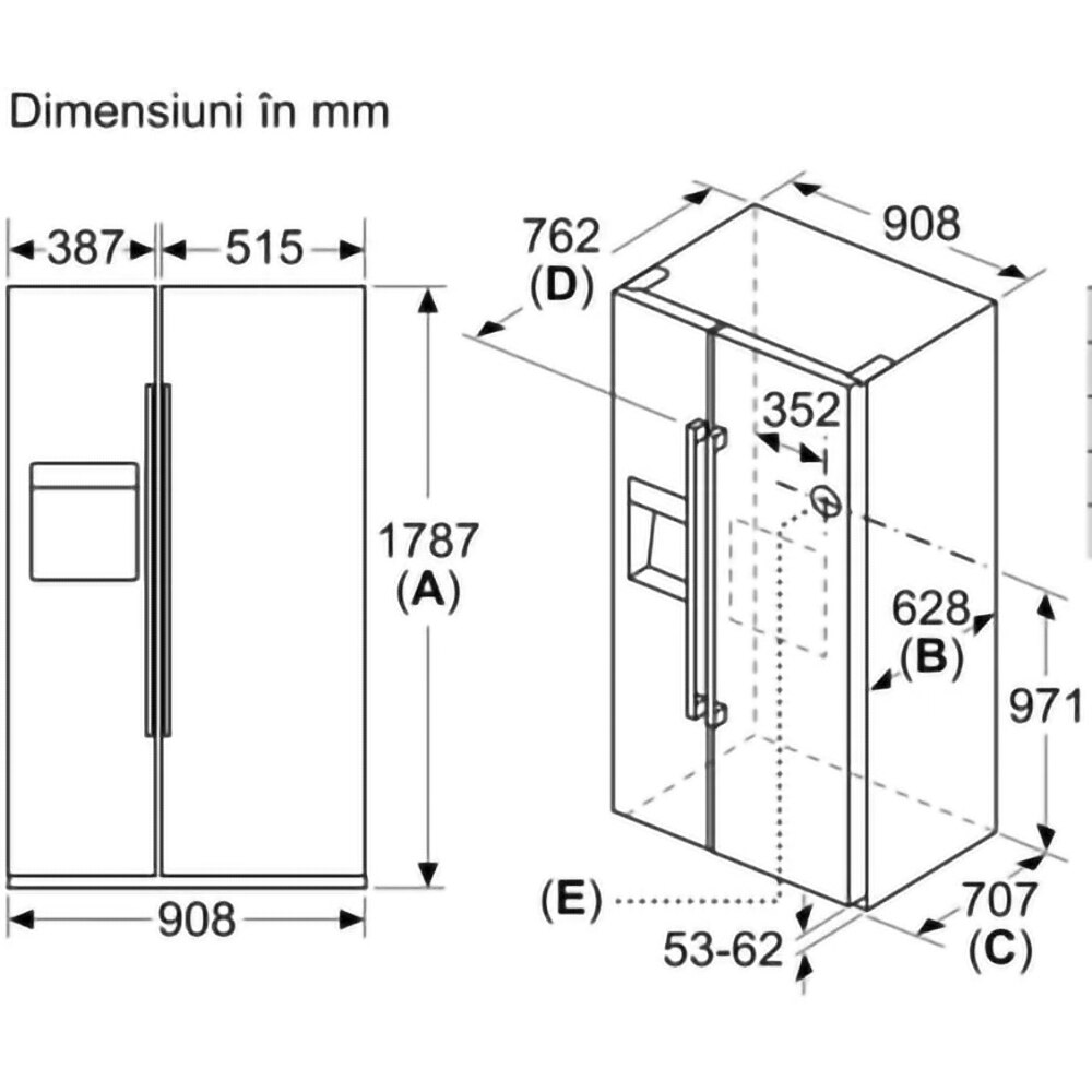 Side by Side BOSCH KAG93AIEP, No Frost, 560 l, H 178.7 cm, Clasa E, inox