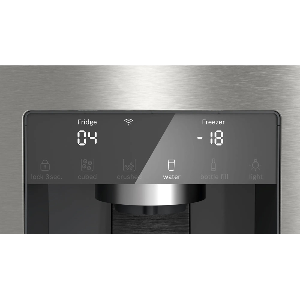 Side by Side BOSCH KFD96APEA, No Frost, 574 l, H 183 cm, Clasa E, Dozator apa, inox antiamprenta