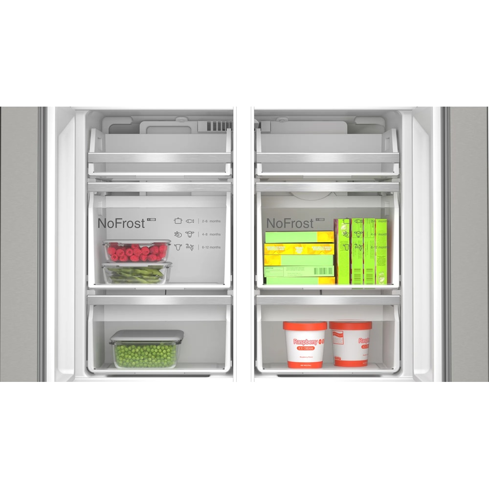 Side by Side BOSCH KFD96APEA, No Frost, 574 l, H 183 cm, Clasa E, Dozator apa, inox antiamprenta