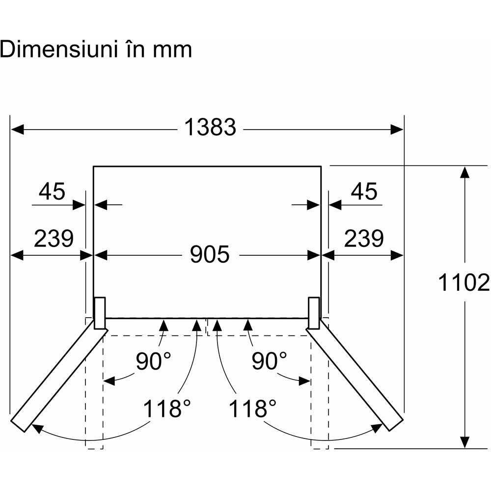 Side by Side BOSCH KFN96AXEA, No Frost, 605 l, H 183 cm, Clasa E, dark inox