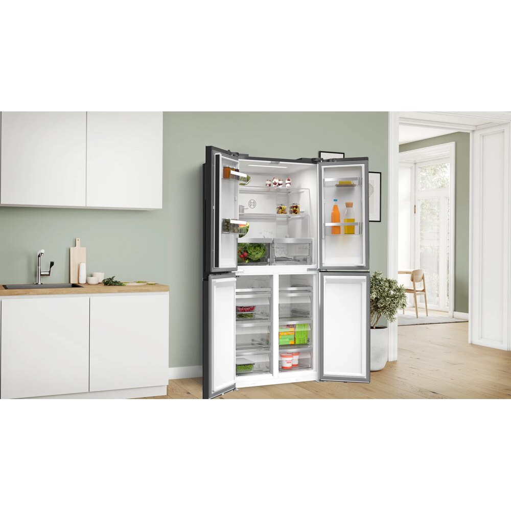 Side by Side BOSCH KMC85LBEA, No Frost, 547 l, H 189.5 cm, Clasa E, sticla neagra