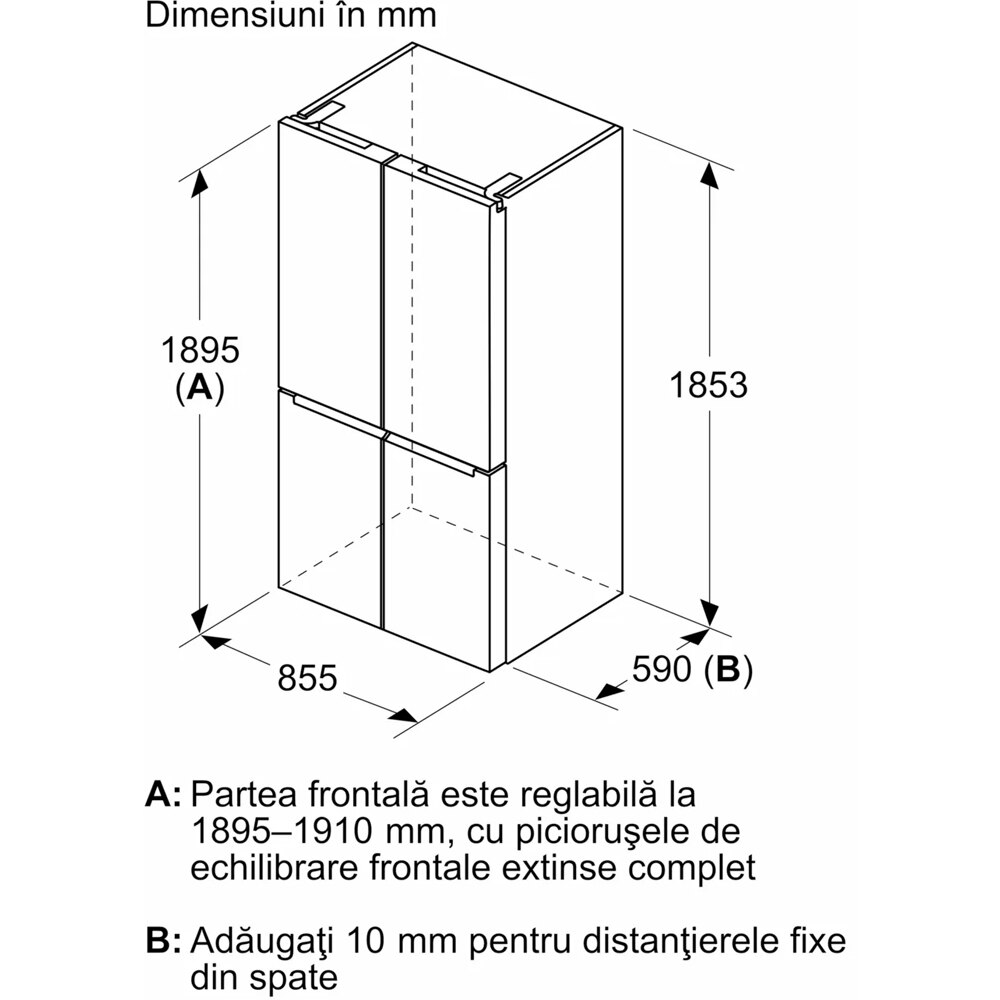 Side by Side BOSCH KMC85LEEA, No Frost, 547 l, H 189.5 cm, Clasa E, sticla gri