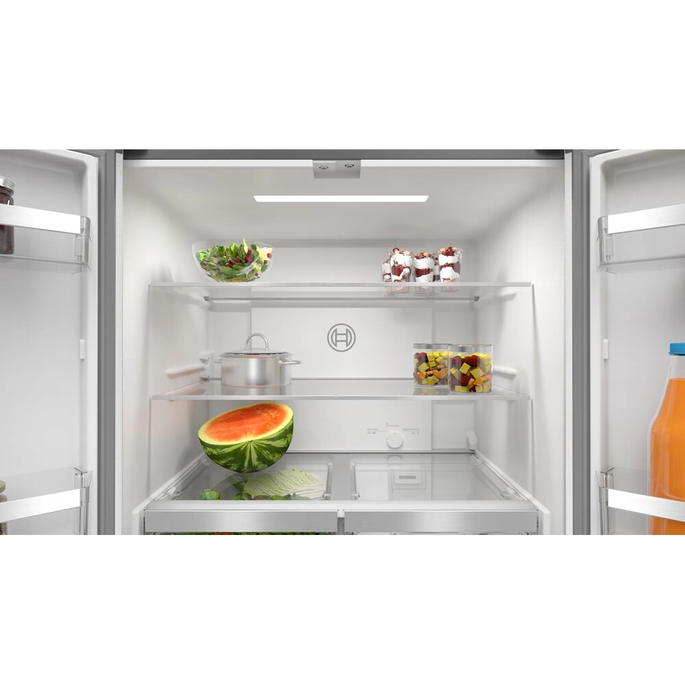 Side by Side BOSCH KMC85LEEA, No Frost, 547 l, H 189.5 cm, Clasa E, sticla gri