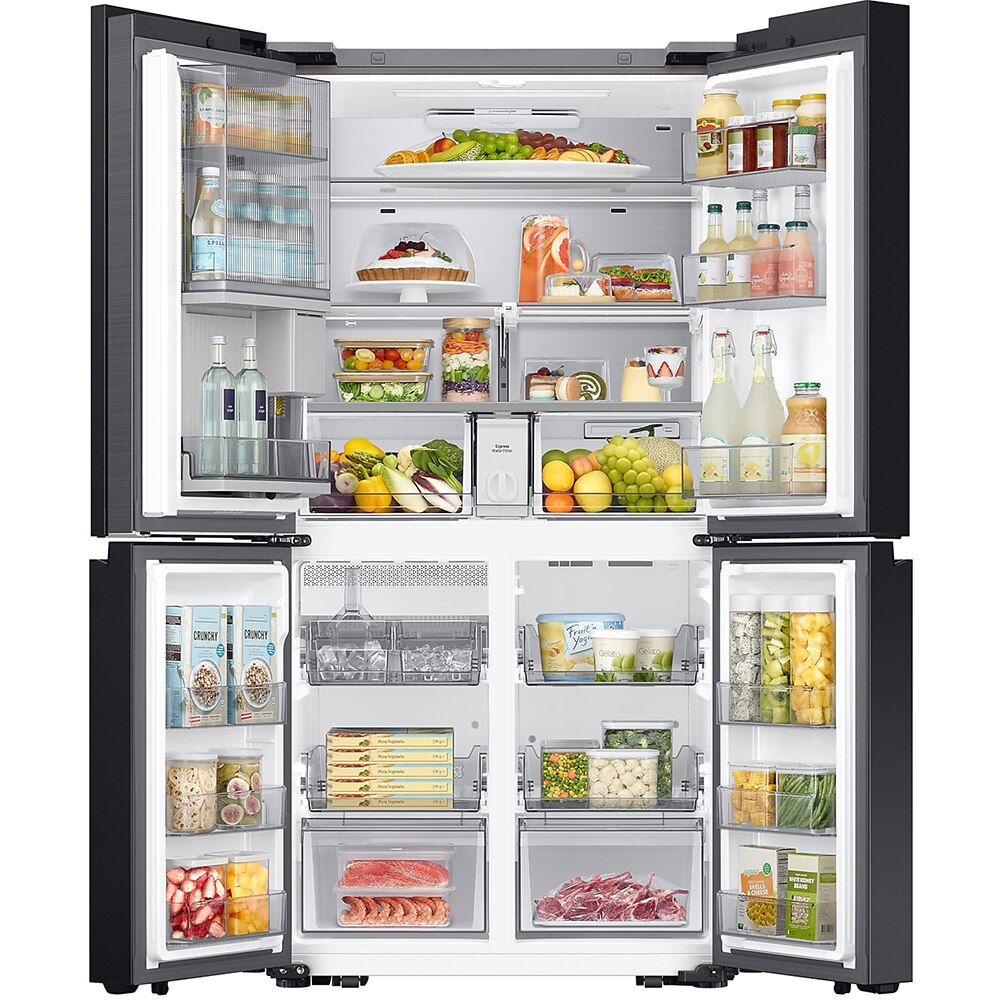Side by Side SAMSUNG RF65DB970E22EO, No Frost, Beverage Center, 645 l, H 185 cm, Clasa E, Dozator apa, Wi-Fi, sticla neagra