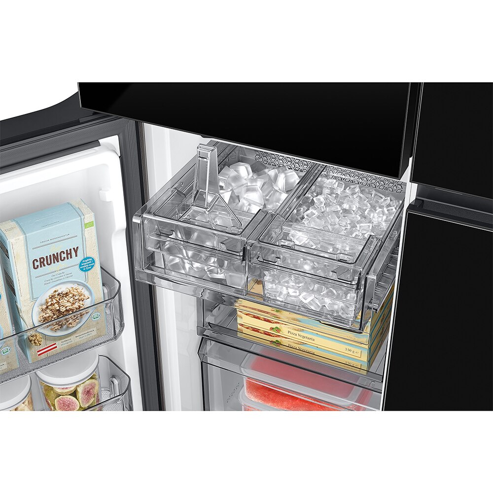 Side by Side SAMSUNG RF65DB970E22EO, No Frost, Beverage Center, 645 l, H 185 cm, Clasa E, Dozator apa, Wi-Fi, sticla neagra