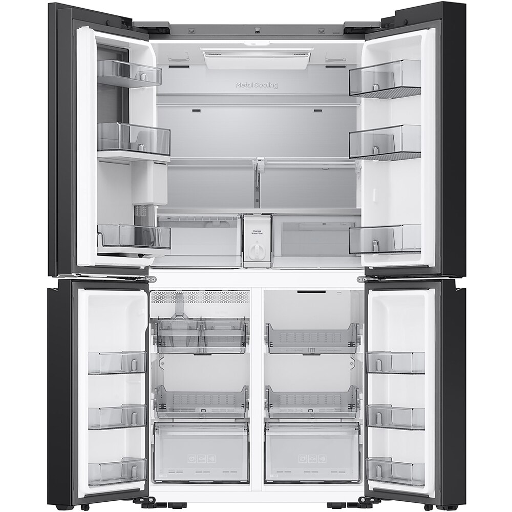 Side by Side SAMSUNG RM90F67CECEO, No Frost, AI Home 9'', 654 l, H 185.3 cm, Clasa E, Dozator apa, sticla neagra