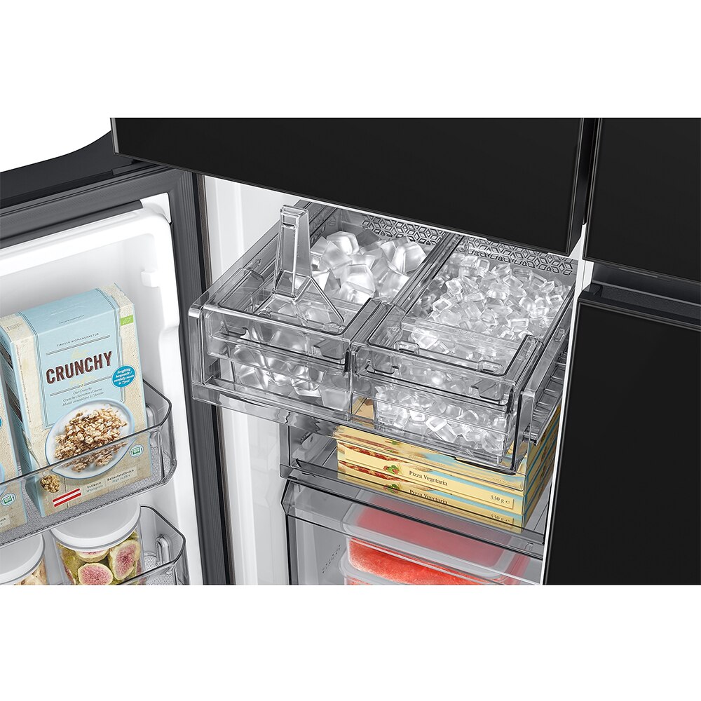 Side by Side SAMSUNG RM90F67CECEO, No Frost, AI Home 9'', 654 l, H 185.3 cm, Clasa E, Dozator apa, sticla neagra