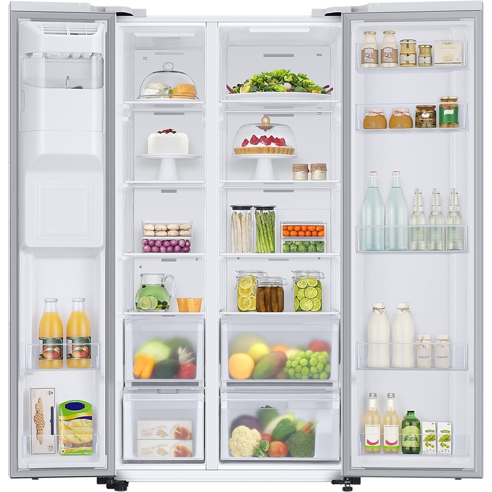 Side by Side SAMSUNG RS67A8810WW/EF, No Frost, 634 l, H 178 cm, Clasa F, dozator apa, Twin Cooling Plus, alb