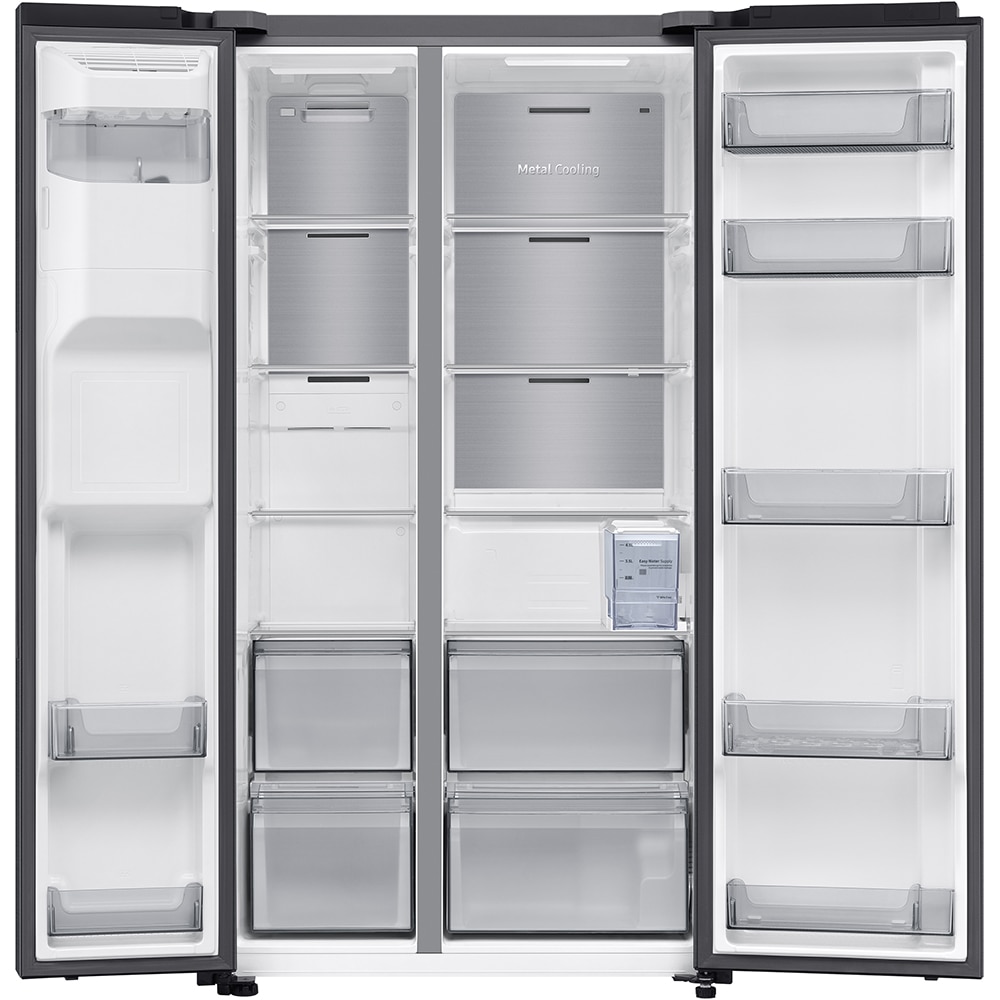 Side by Side SAMSUNG RS70F65KEFEO, No Frost, AI Energy, 640 l, H 178.4 cm, Clasa E, Dozator apa, dark inox