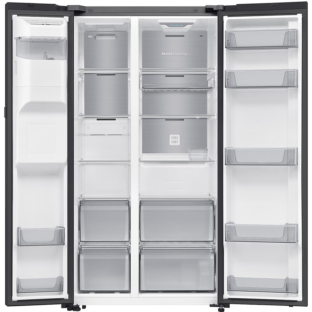 Side by Side SAMSUNG RS80F64JEBEO, No Frost, AI Energy, 634 l, H 178.6 cm, Clasa E, Dozator apa, sticla neagra