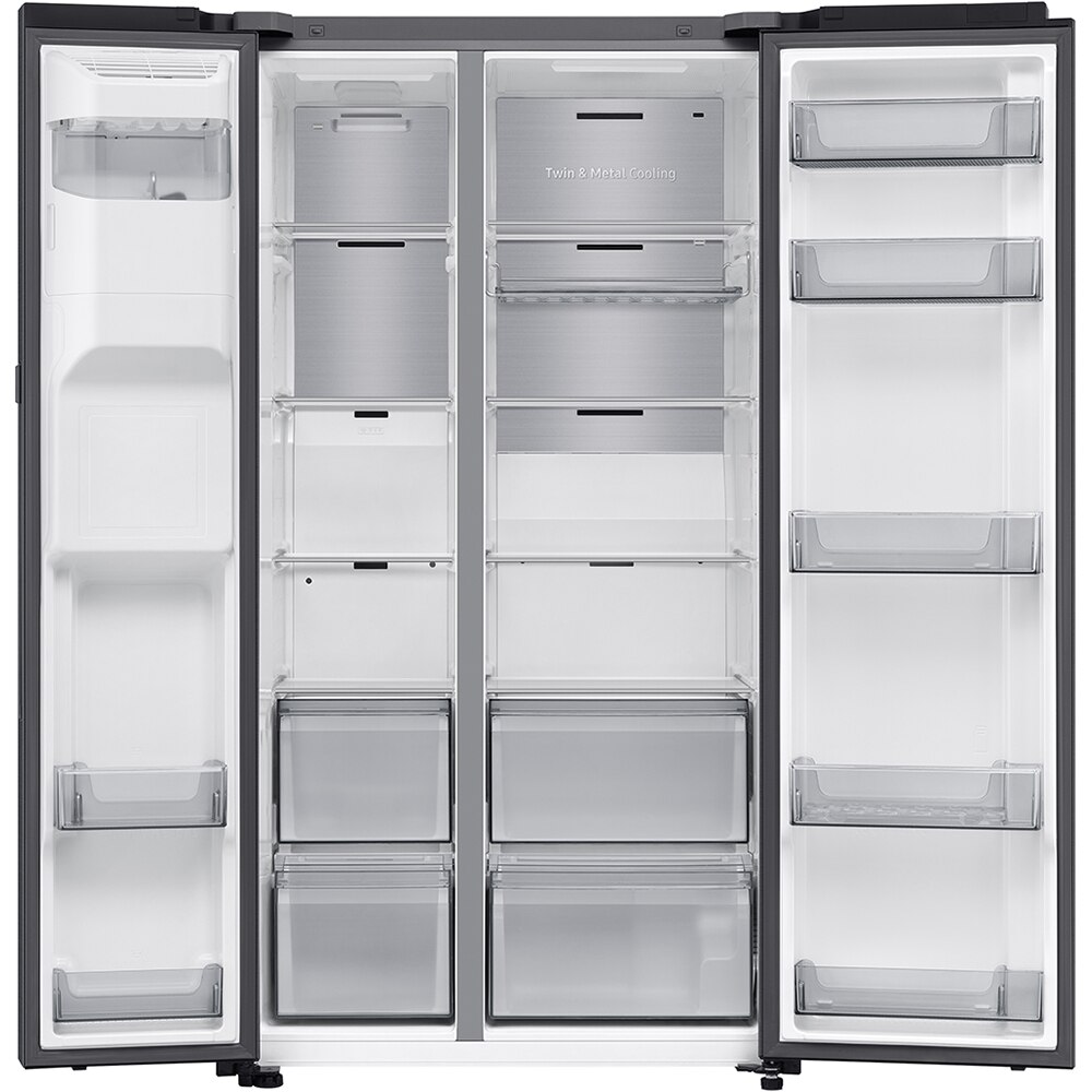 Side by Side SAMSUNG RS80F66KBFEO, No Frost, AI Energy, 634 l, H 178.4 cm, Clasa B, Dozator apa, dark inox