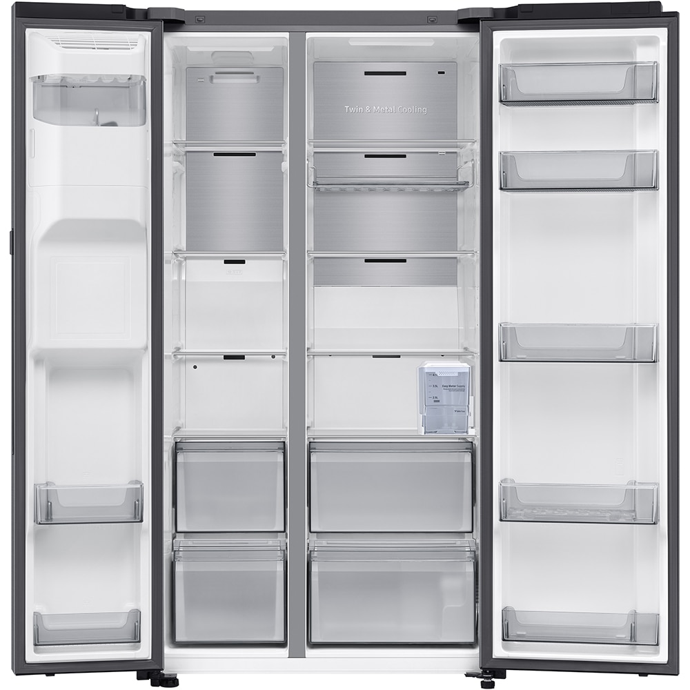 Side by Side SAMSUNG RS80F67KCTEO, No Frost, AI Energy, 634 l, H 178.4 cm, Clasa C, Dozator apa, inox