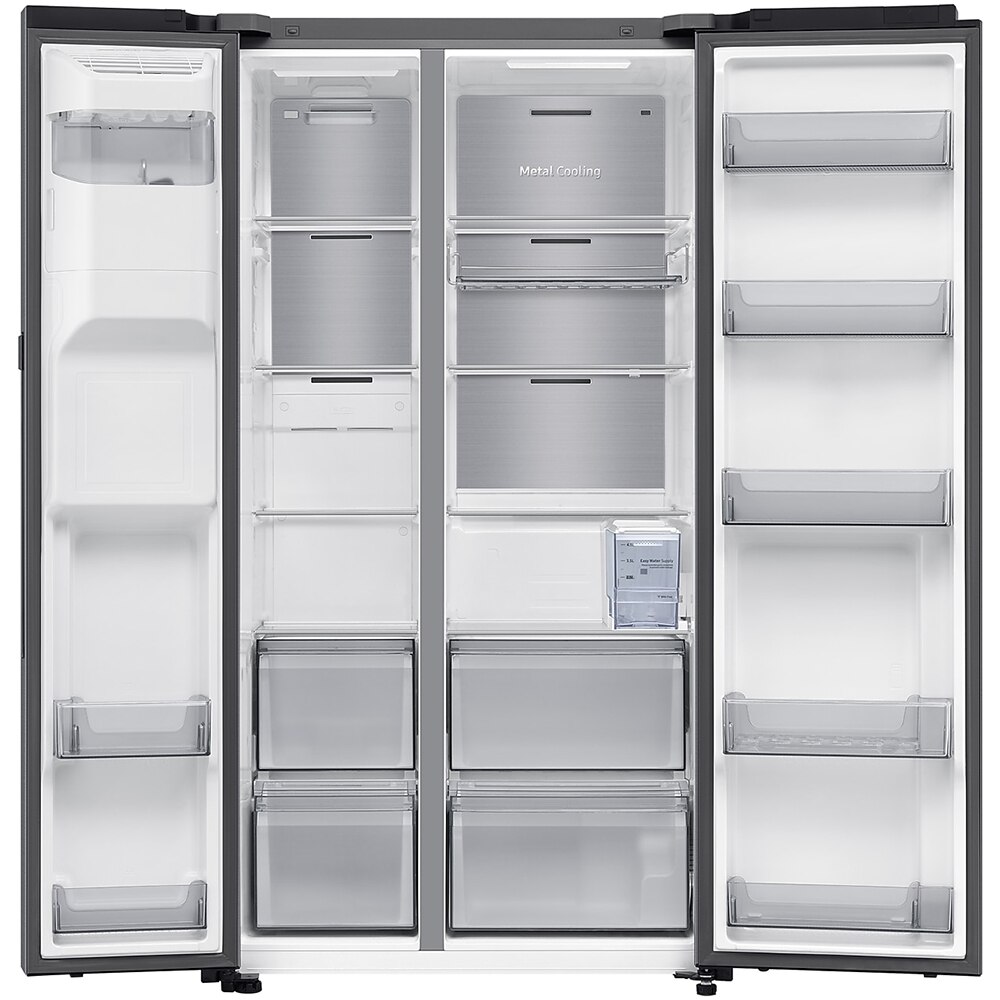 Side by Side SAMSUNG RS90F65EDTEO, No Frost, AI Home 9'', 621 l, H 178.4 cm, Clasa D, Dozator apa, inox