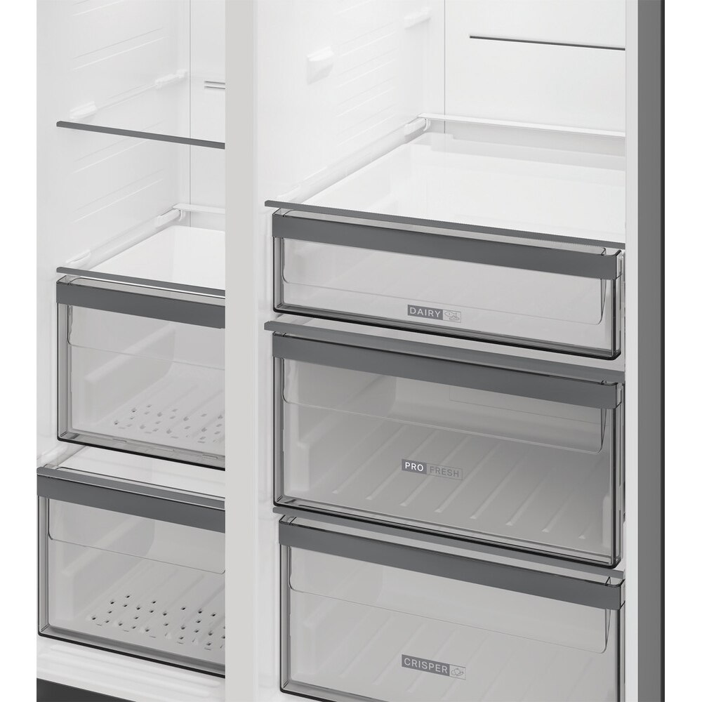 Side by Side WHIRLPOOL WHG2 6573W X4E, No Frost, 578 l, H 179 cm, Clasa E, Dozator apa, inox