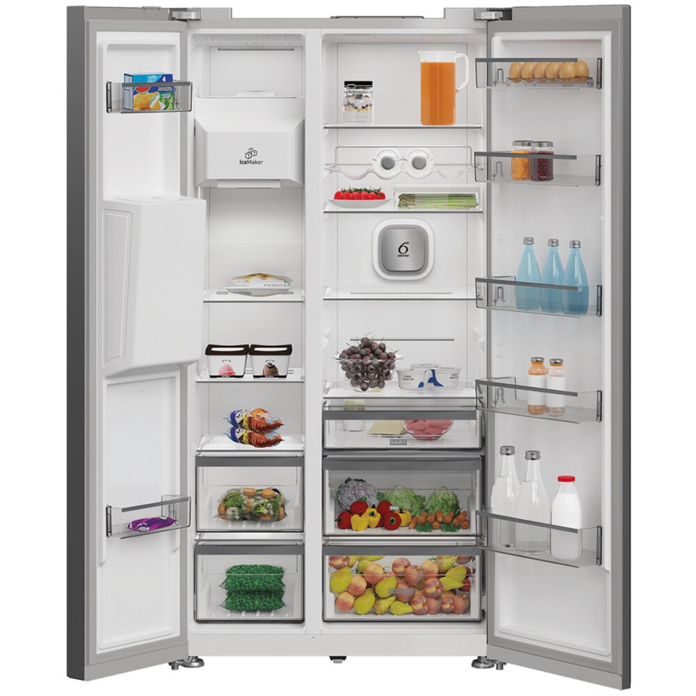 Side by Side WHIRLPOOL WHG2 6574W X5E, No Frost, 578 l, H 179 cm, Clasa D, Dozator apa, inox