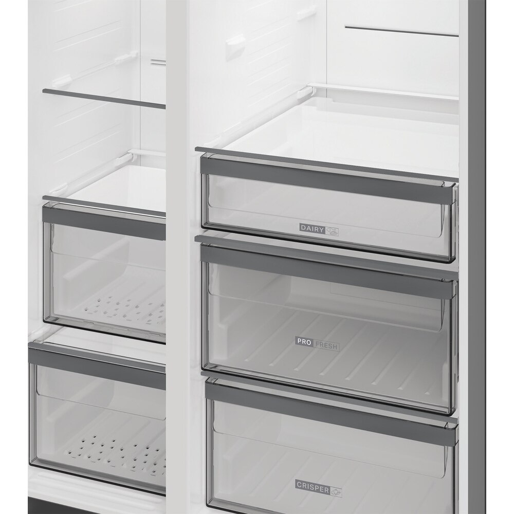 Side by Side WHIRLPOOL WHG2 6574W X5E, No Frost, 578 l, H 179 cm, Clasa D, Dozator apa, inox