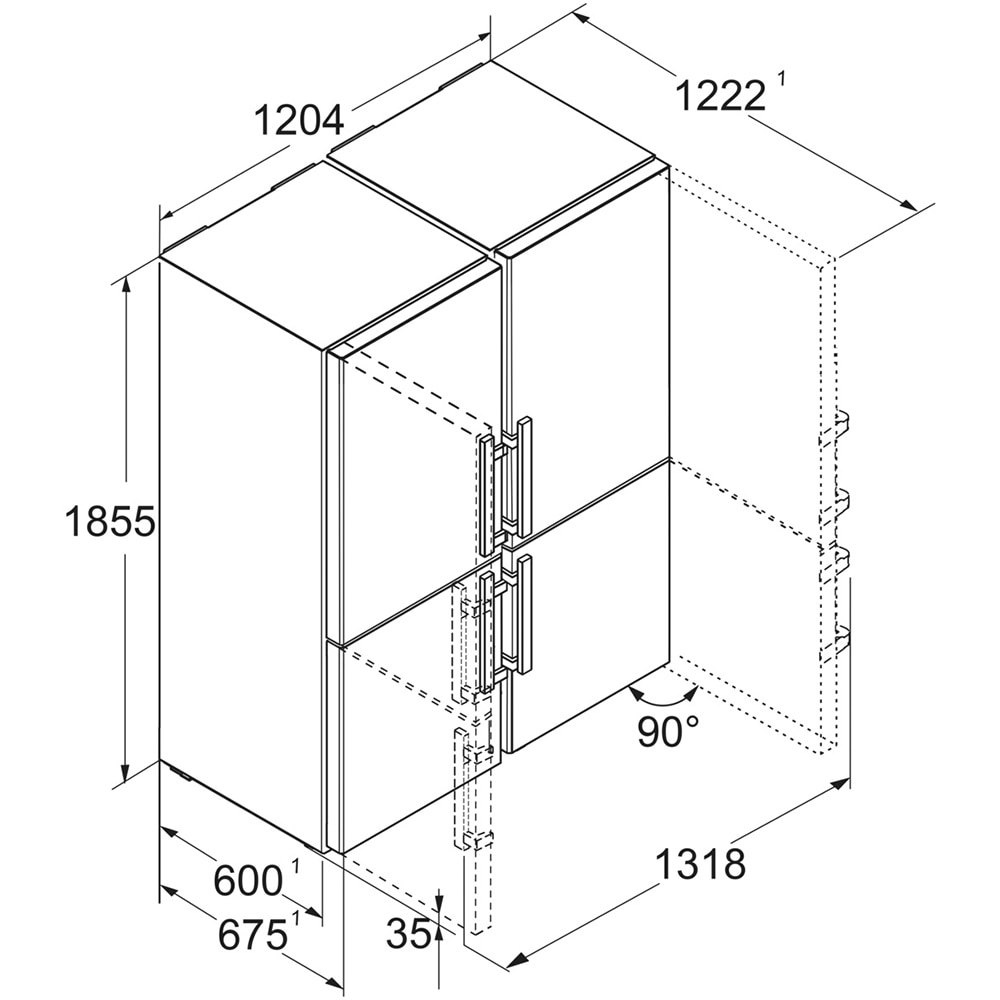 Side by Side LIEBHERR XCCsd 5250 Prime, Duo Cooling, 664 l, H 185.5 cm, Clasa C, argintiu
