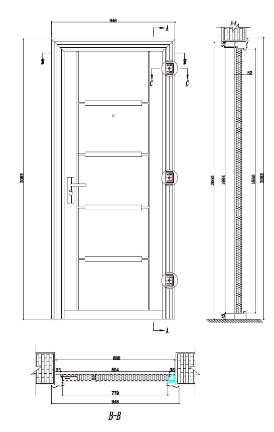 Usa de apartament, metalica, antracit, stanga, 205 x 88 cm  Square