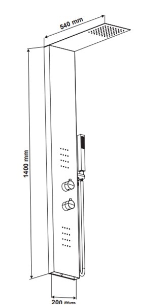 Panou de dus termostatic cu masaj, 140 cm  Abala