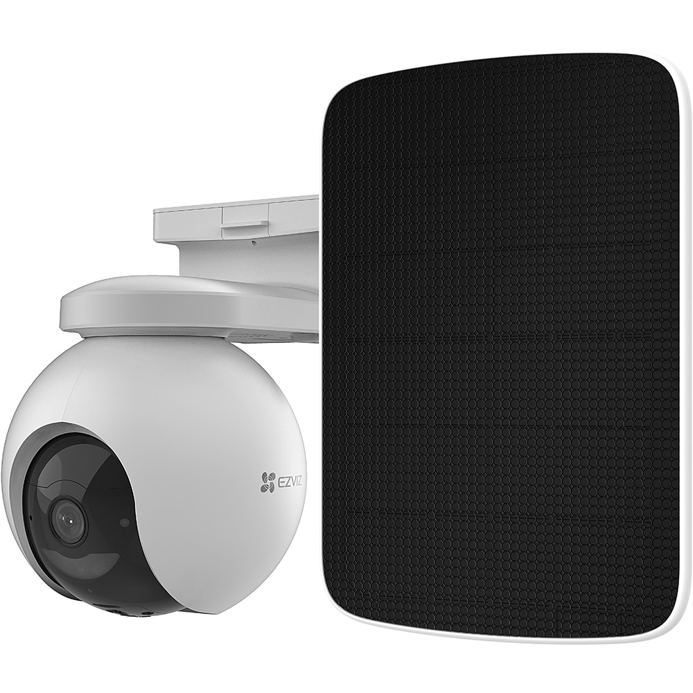 Kit Camera IP 4G EZVIZ EB8, 2K, panou solar , 10400 mAh, Smart IR, Motion Detection, alb