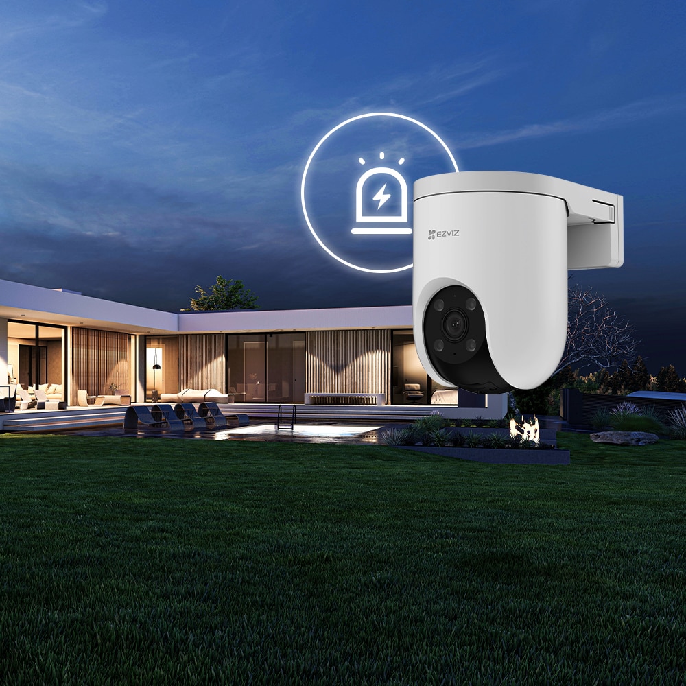 Camera IP Wireless EZVIZ H8c Pro, 3K, 5 MP, IR 30m, sirena, microfon, Auto-Zoom Tracking, alb
